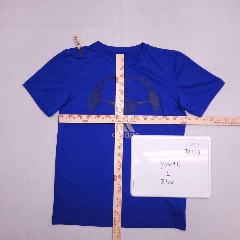 Adidas Casual Short Sleeve Graphic T-Shirt Youth Boys Size Large L Blue - Picture 7 of 11
